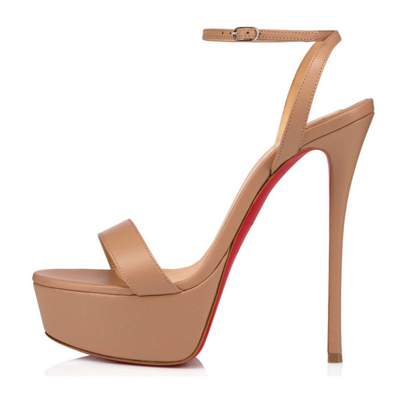 Christian Louboutin Loubi Queen Alta 150 Nude Ankle Strap Sandal Heel Pump 39.5 - Picture 3 of 12
